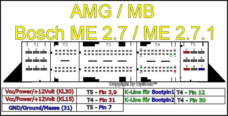 Bosch ME 2.7.1 (Mercedes Benz) pinout diagram 1